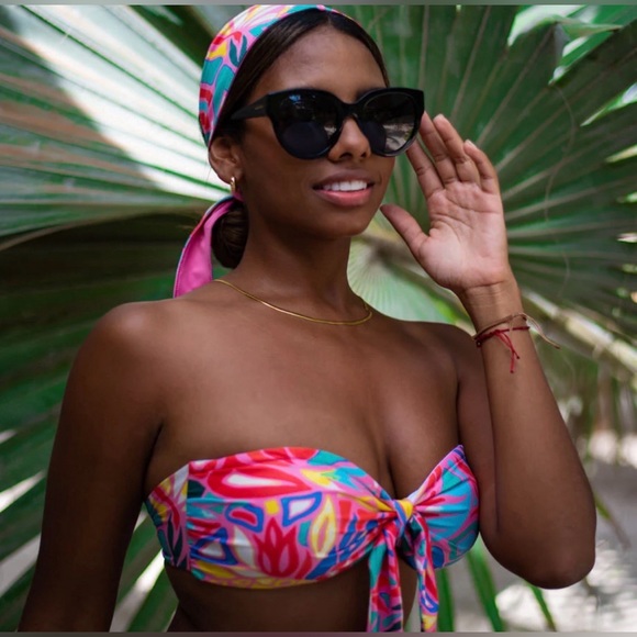 KENNY FLOWERS 🆕 ‘The Columbia’ Tie Front Bandeau Top & Matching Scarf. Large 🌞 - Picture 1 of 3